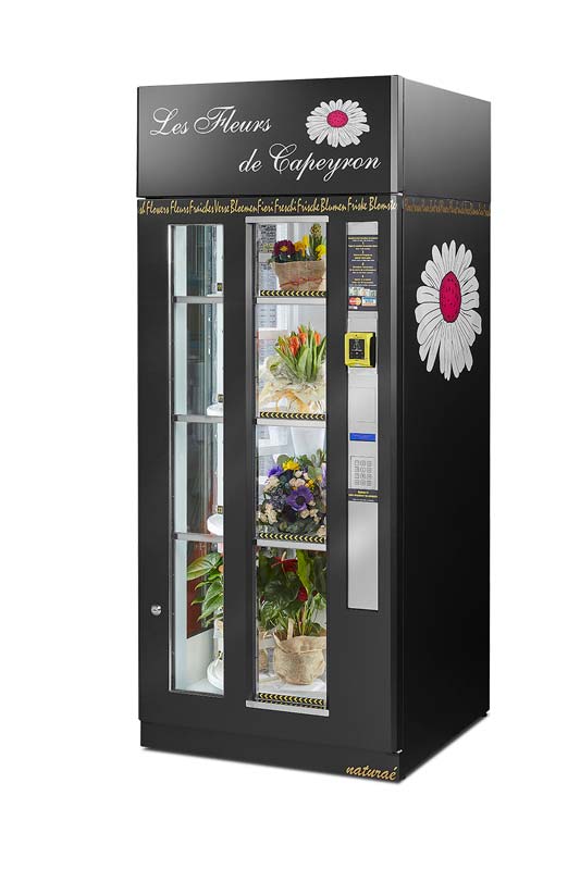 Indbygget køling i blomsterautomaten holder buketter m.m. friske og flotte